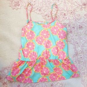 Lauren James Pink Lemon Peplum Strappy Top XS